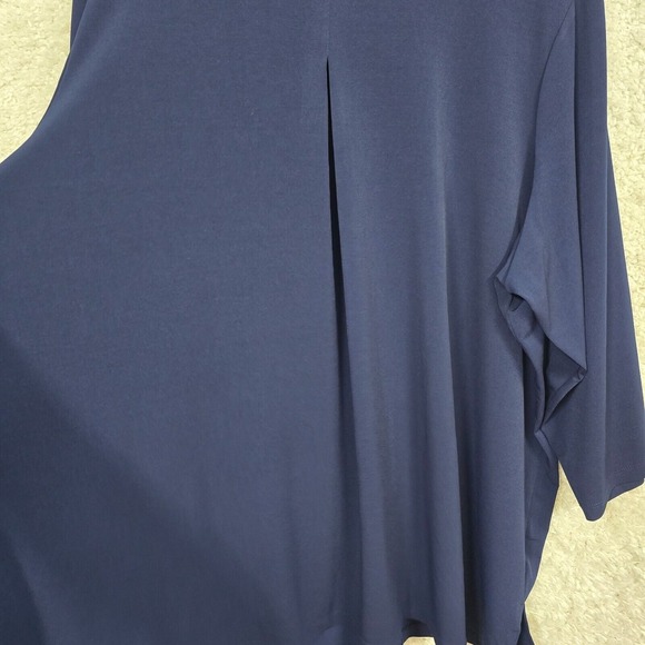 Susan Graver Top Women 4X Tunic Blue Liquid‎ Knit 3/4 Sleeve Mature Career - Picture 7 of 11